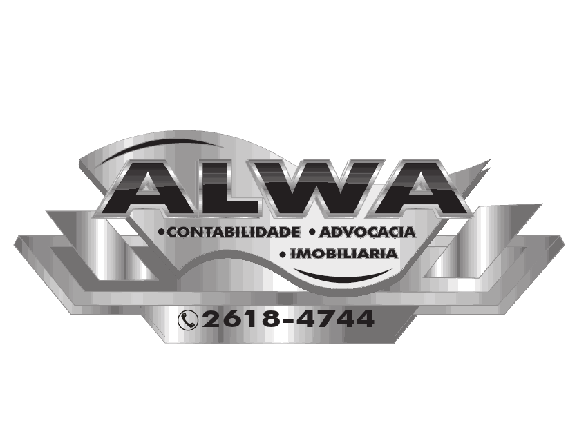 Logo em tons de cinza da ALWA Contabilidade Advocacia e Imobiliário.